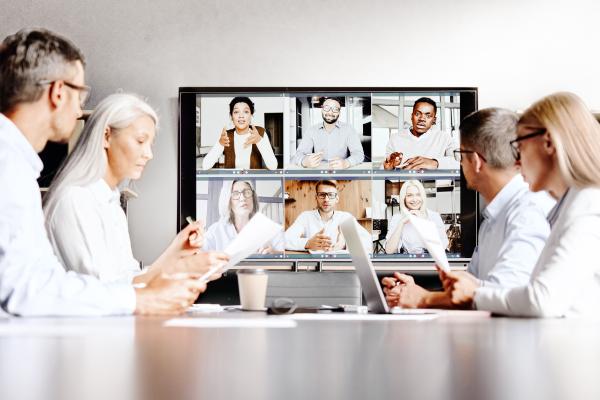people in an online meeting