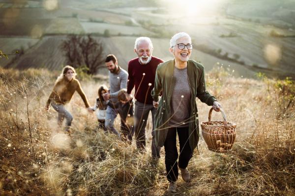 people walking in the countryside