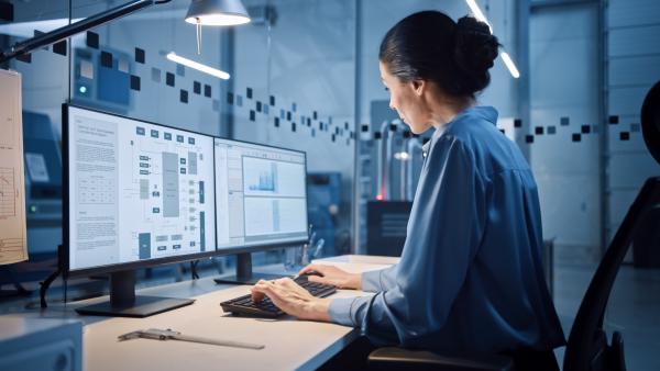 woman working at her desk