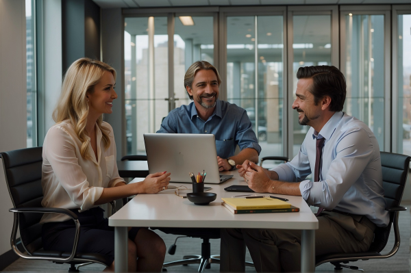 people in a table smiling