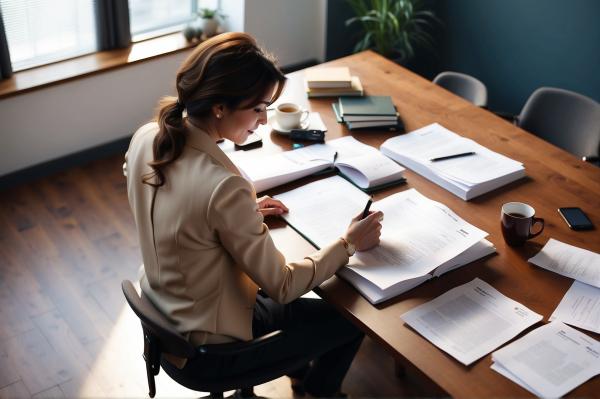 woman working at her desk