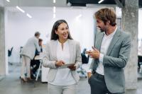 two people talking in an office